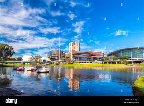 Adelaide Australia August 4 2019 City Center Skyline View With New