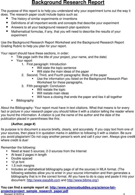 You wouldn't want to research about something that someone already researched about or something that would not be applicable or useful in any way. Research Paper Science Fair Project Template Introduction ...