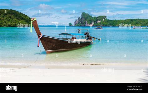 Koh Phi Phi Don Thailand Longtail Boats On The Beach Of Kho Phi Phi
