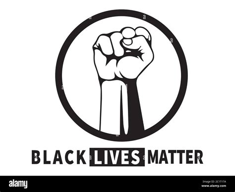 Black Lives Matter Black And White Illustration Depicting Blm Fist In