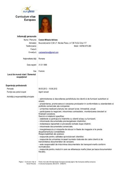 Nume, adresa, contact, experienta profesioanala, locul de munca pentru care se candideaza, educati si formare, competente profesionale, limbi straine. Cool Europass Cv Template Romana Picture | Lebenslauf ...