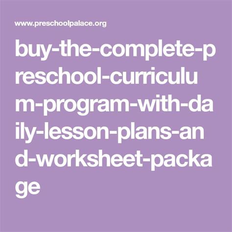 Buy The Complete Preschool Curriculum Program With Daily Lesson Plans