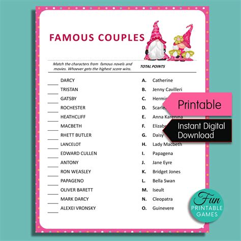 Valentines Day Couples Matching Game Printable Etsy 日本