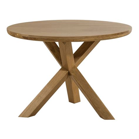 Trinity Natural Solid Oak Round Table With Crossed Legs