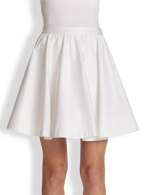 Alice Olivia Laine Flared Stretch Cotton Skirt In White Lyst