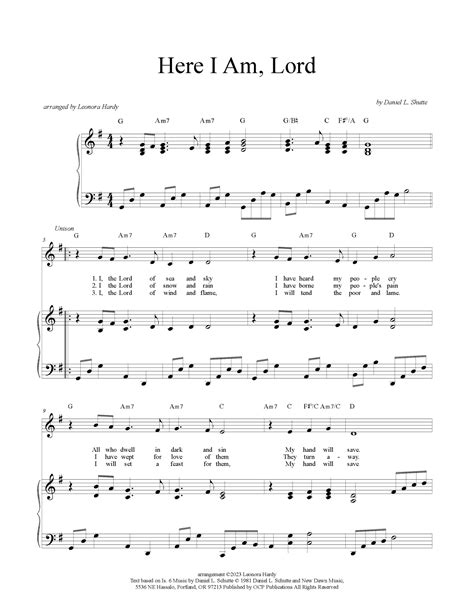 Here I Am Lord Sheet Music Dan Schutte Piano Vocal And Guitar Chords