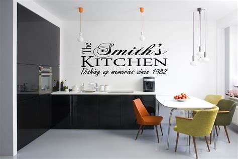 Personalized Vinyl Wall Art On Kitchen Wall Modern Kitchen White Wall