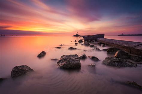 Baltic Sea During Sunset Beautiful Evening Scener Stock Photo Image