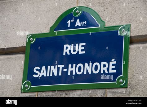 Rue Saint Honore Paris France Street Sign City French Town Stock Photo