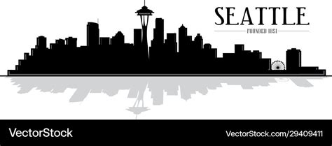 City Seattle Skyline Silhouette Royalty Free Vector Image