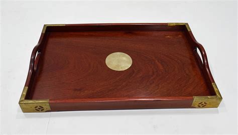Sold Chinese Rosewood Brass Vintage Tray Sold