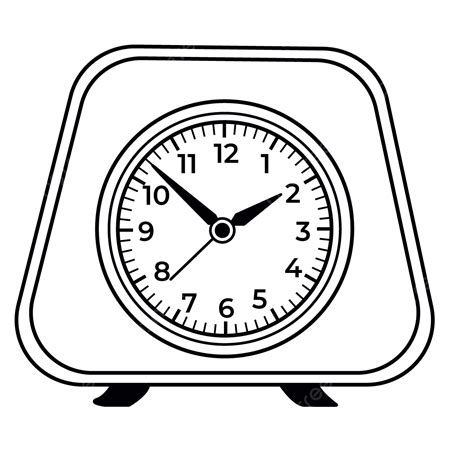 شكل شبه منحرف خط بسيط على مدار الساعة Lineart أبيض وأسود ساعة حائط
