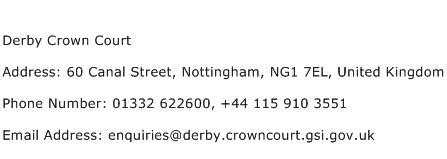 High court in malaysia contact phone number is : Derby Crown Court Address, Contact Number of Derby Crown Court