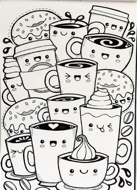 Kawaii Coffee Free Colouring Page Doodle Drawings Cute Doodle Art My Xxx Hot Girl