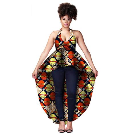 African Top For Women Dashiki Long Shirt Sexy Africa Sling Dress Print Wax Riche Tribal Tops