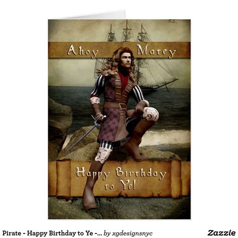 Pirate Happy Birthday To Ye Greeting Card Birthday
