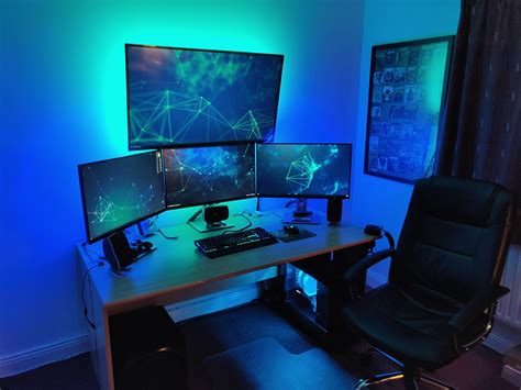 Feeling Blue Pc Gaming Setup Gaming Room Setup Computer Desk Setup