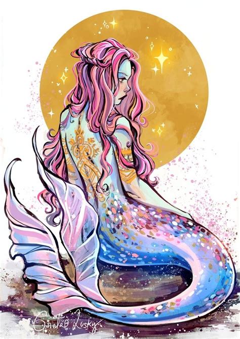 Pink Mermaid An Art Print By Gretel Lusky Mermaid Art Mermaid
