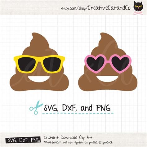 Poop Svg Dxf Files For Cricut Or Silhouette Poop With Wearing Etsy