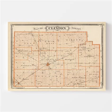 Vintage Map Of Clinton County Indiana 1876 By Teds Vintage Art