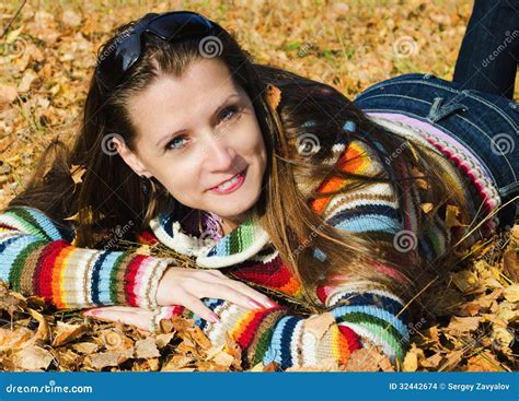 The Beautiful Girl On Autumn Walk Stock Photo Image Of Beautiful