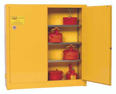 eagle 1976x wall mount flammable liquid safety cabinet 24 gal 3 shelves 2 door manual close