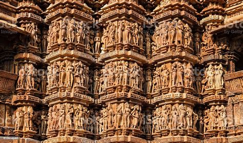 Famous Sculptures Of Khajuraho Temples India Stock Photo Download