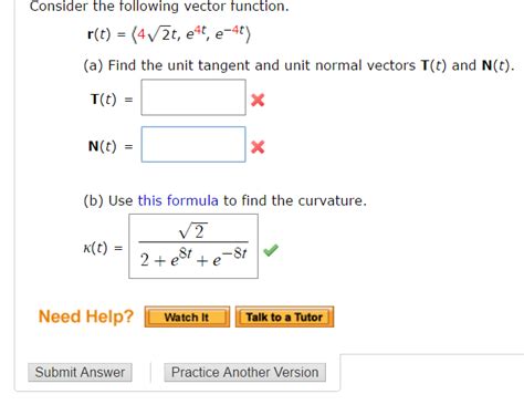 Solved Consider The Following Vector Function R T