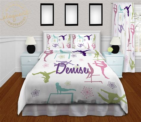 White Gymnastics Bedding Set Personalized With Name 425 Eloquent