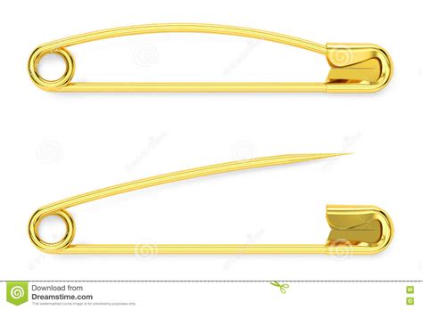 Golden Safety Pins 3d Rendering Stock Illustration