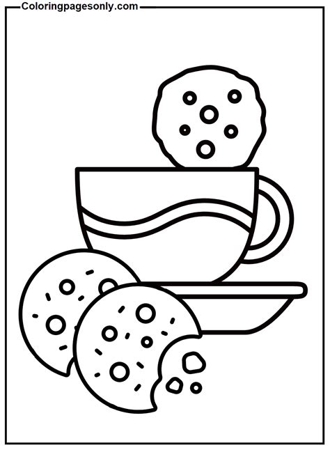 Coffee Cup And Cookie Coloring Page Free Printable Coloring Pages