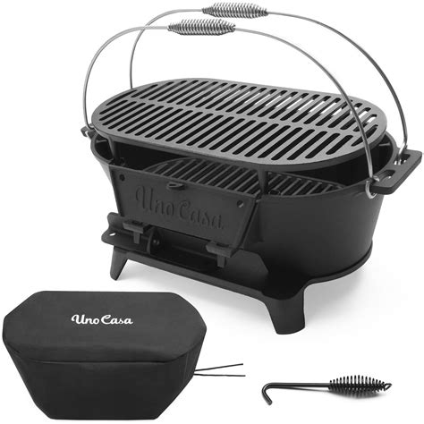 Uno Casa Hibachi Grill Pre Seasoned Small Charcoal Grill Portable Charcoal Grill For Camping