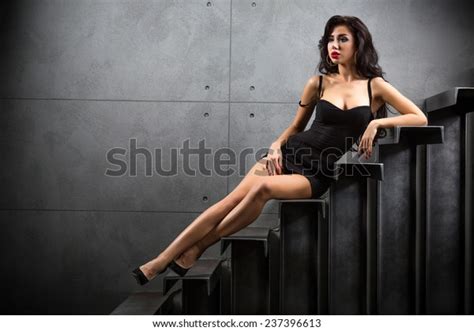 Sexy Woman Lying On Stairs Backyard Stock Photo Edit Now