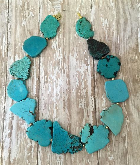 Chunky Turquoise Necklace Statement By Monarchjewelrypeoria