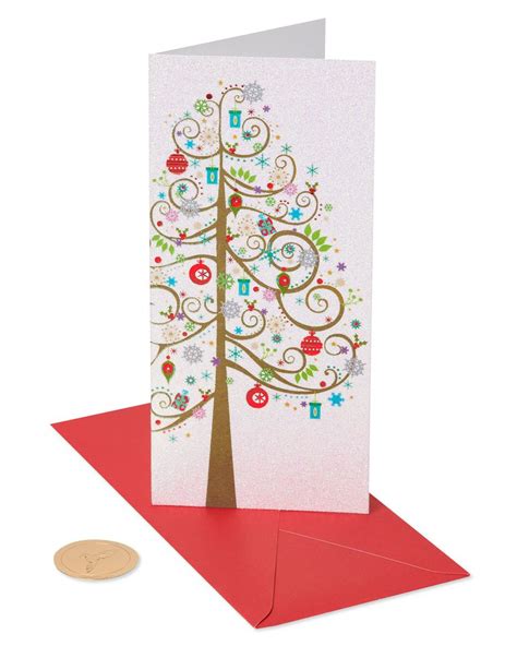$14.95 papyrus christmas card new boxes of 12 cards lined envelopes feathers. Tree With Hanging Gifts And Ornaments Holiday Boxed Cards, 16-Count | Papyrus