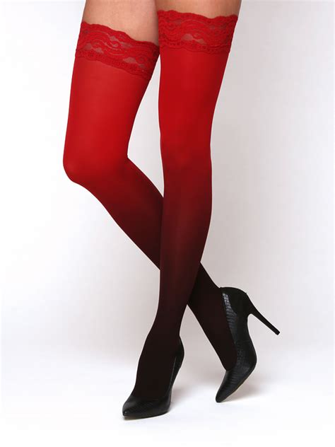 Black Red Ombre Thigh High Stockings Virivee Tights Unique Tights