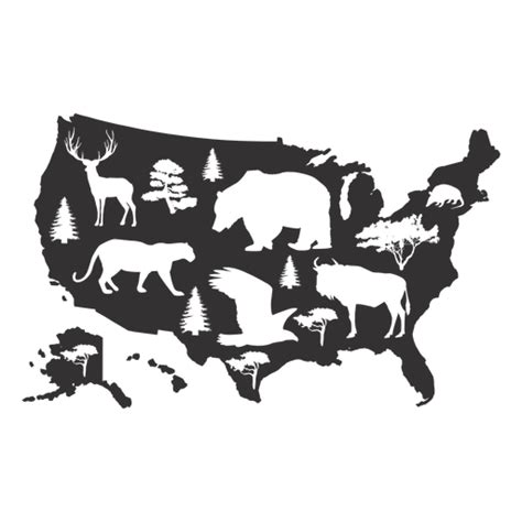 Mapa De Animales De Estados Unidos Silueta Descargar Pngsvg Transparente