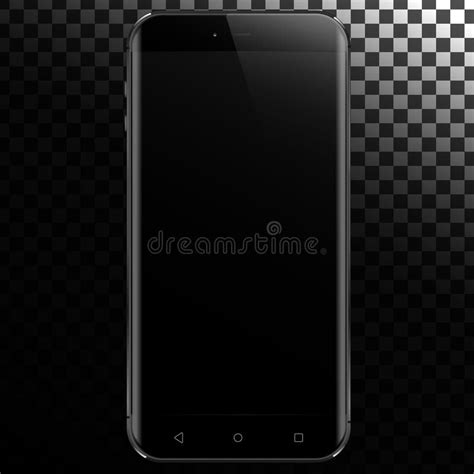 New Black Smartphone Front View Isolated On A Transparancy Background
