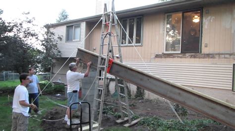 Using A Pulley System To Hoist A Big Steel Beam For A Sunroom Youtube