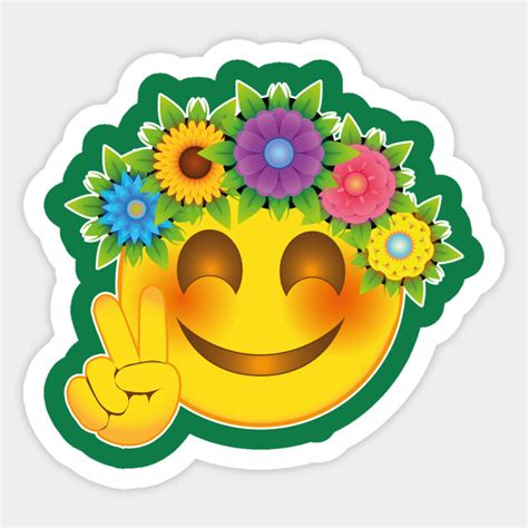 Smiley Hippie Flower Child Emoticon Humor Autocollant Teepublic Fr