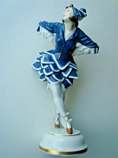 VINTAGE ART DECO Hutschenreuther German Porcelain Lady Dancer Figurine