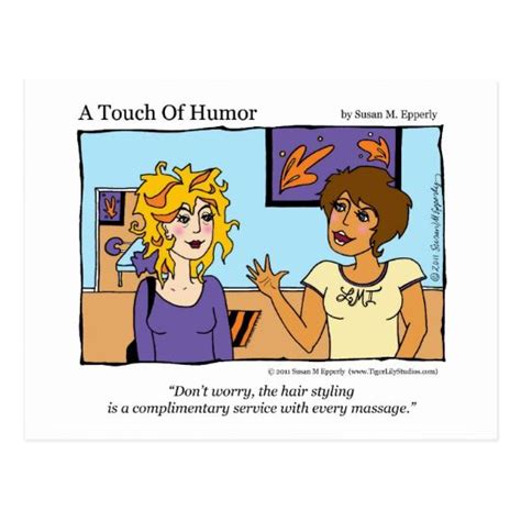 A Touch Of Humor Free Hairstyle Massage Comic Postcard In 2021 Massage Therapy