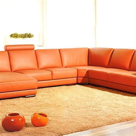 Orange Leather Sectional Sofa Ideas Photos And Ideas Houzz