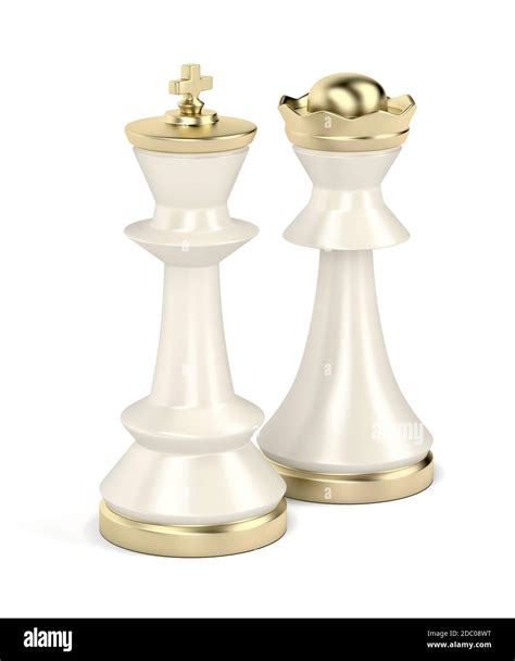 White King And Queen Chess Pieces On White Background Stock Photo Alamy