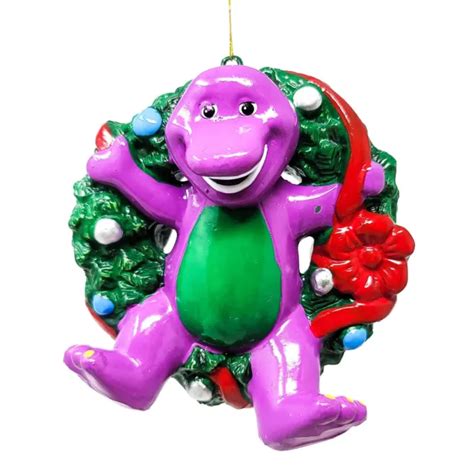Barney The Dinosaur Christmas Ornament Wreath Kurt S Adler 2002 4 12