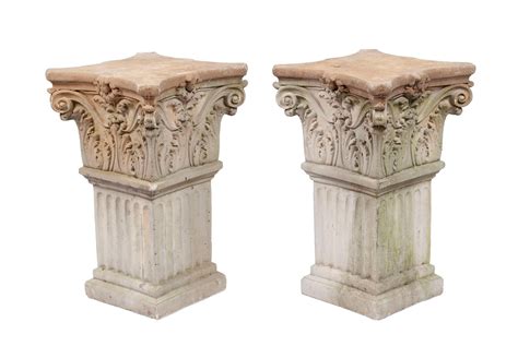 Lot Pair Of Corinthian Capital Column Pedestals