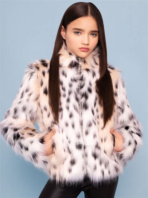 Leopard Faux Fur Jacket For Girls Chasing Fireflies