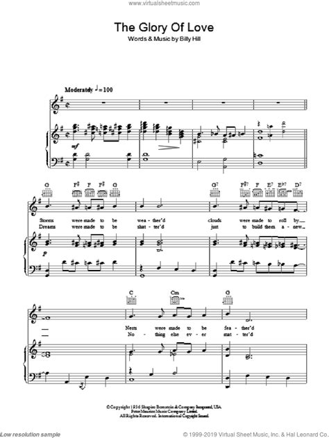 Redding The Glory Of Love Sheet Music For Voice Piano Or Guitar