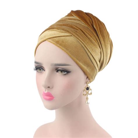 Women Long Scarf Turban Hat Velvet Luxury Women Winter Hats For Women Wrap Headscarf Caps Muslim