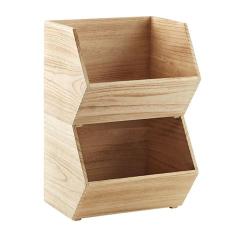 Large Wooden Stacking Bin Stacking Bins Container Store Wooden Bins